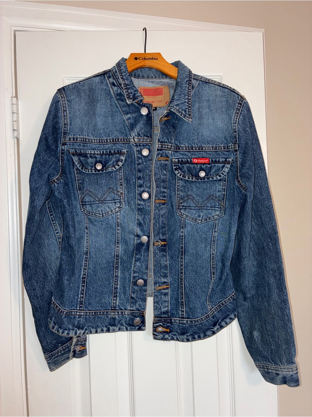 Big Star Women's Blue Denim Jean Jacket with Chest Pockets